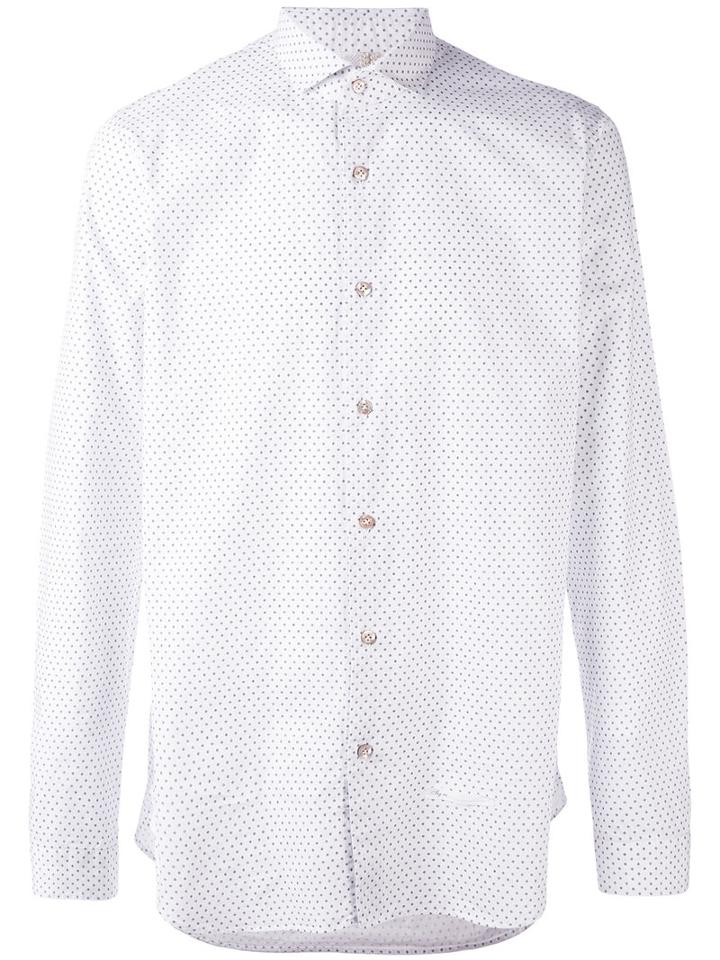 Dnl - Grey Polka Dot Shirt - Men - Cotton - 42, White, Cotton