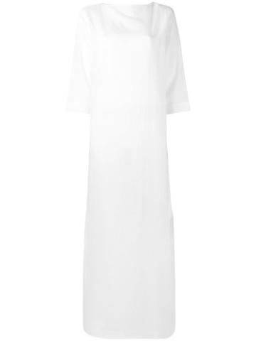 Casa Nata - Long Three-quarter Sleeve Dress - Women - Cotton - M, White, Cotton