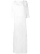 Casa Nata - Long Three-quarter Sleeve Dress - Women - Cotton - M, White, Cotton