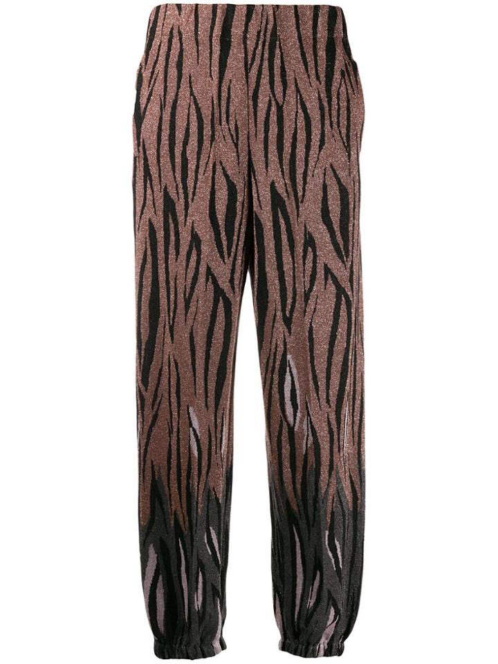 Circus Hotel Lurex Zebra-print Trousers - Brown