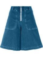 See By Chloé Wide Leg Denim Shorts, Women's, Size: 29, Blue, Cotton/spandex/elastane