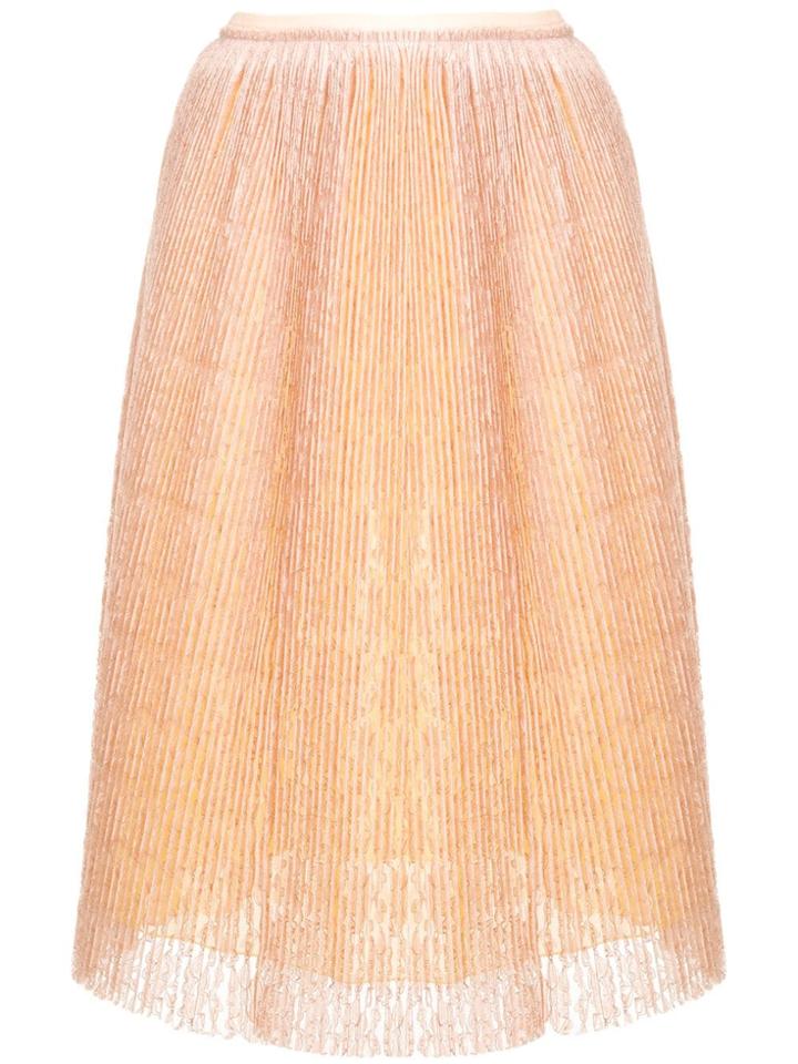 Marco De Vincenzo Micro Pleated Lace Skirt - Neutrals