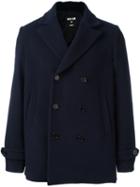 Msgm Double Breasted Peacoat, Men's, Size: 46, Blue, Cotton/polyamide/polyester/virgin Wool