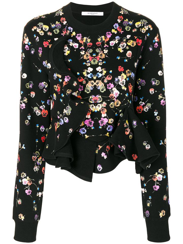 Givenchy - Night Pansies Print Sweatshirt - Women - Cotton - S, Black, Cotton