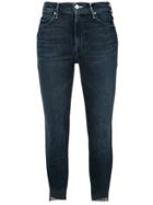 Mother Frayed Cropped Jeans - Blue