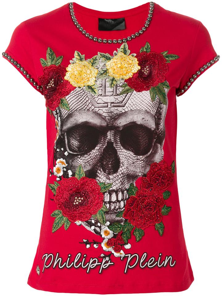Philipp Plein Yellow Roses T-shirt - Red