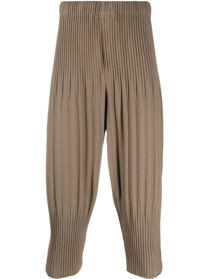 Homme Plissé Issey Miyake Pleated Drop Crotch Trousers - Green