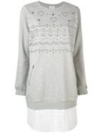 Twin-set - Studded Sweatshirt Dress - Women - Cotton/spandex/elastane - S, Grey, Cotton/spandex/elastane