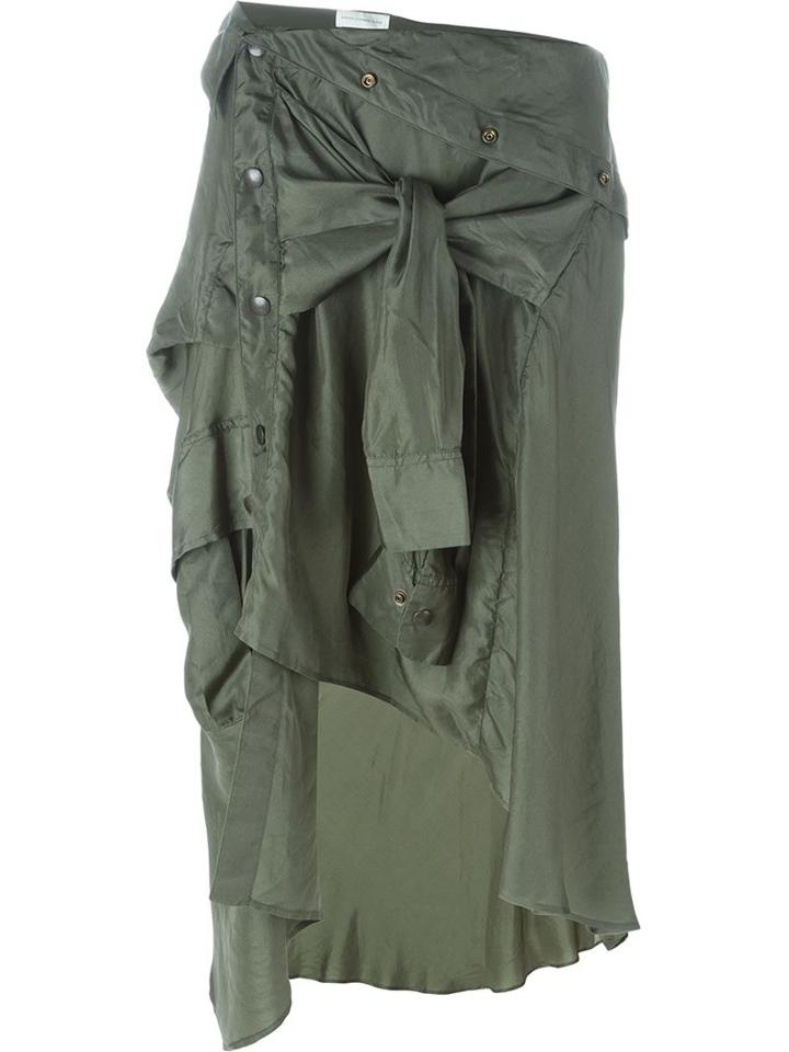 Faith Connexion Shirt Style Asymmetric Skirt, Women's, Size: Xs, Green, Silk