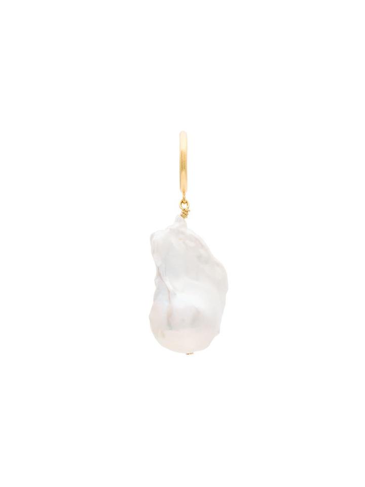 Anni Lu Baroque Pearl Hoop Earring - White