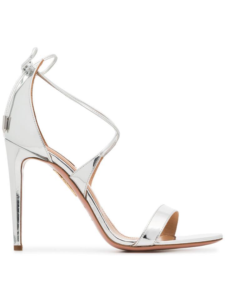 Aquazzura Metallic Linda 105 Leather Sandals