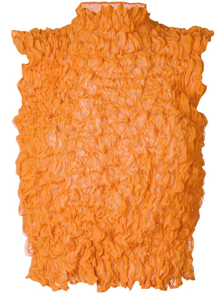 Issey Miyake Vintage Ruffled Sleeveless Blouse - Yellow & Orange