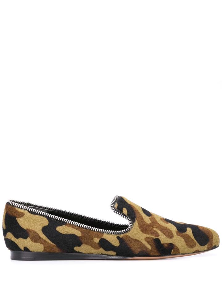 Veronica Beard Camouflage Print Loafers - Green