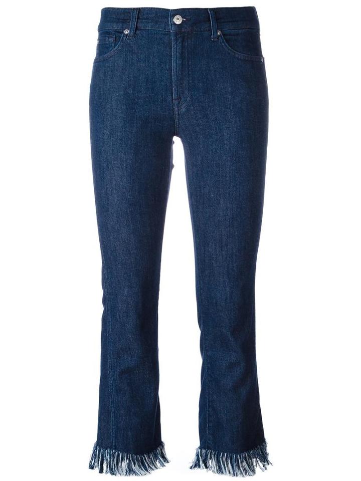 7 For All Mankind Raw Hem Cropped Jeans, Women's, Size: 30, Blue, Cotton/modal/polyester/spandex/elastane