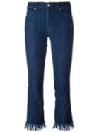 7 For All Mankind Raw Hem Cropped Jeans, Women's, Size: 30, Blue, Cotton/modal/polyester/spandex/elastane