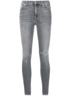 7 For All Mankind Distressed Skinny Jeans - Grey