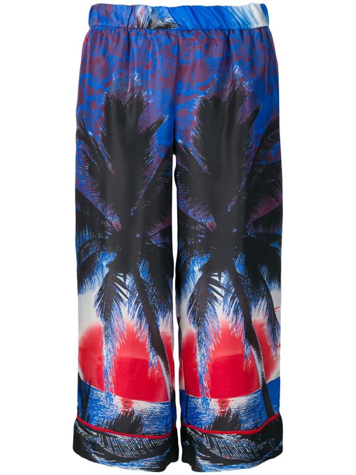 P.a.r.o.s.h. Sharise Printed Cropped Trousers - Blue