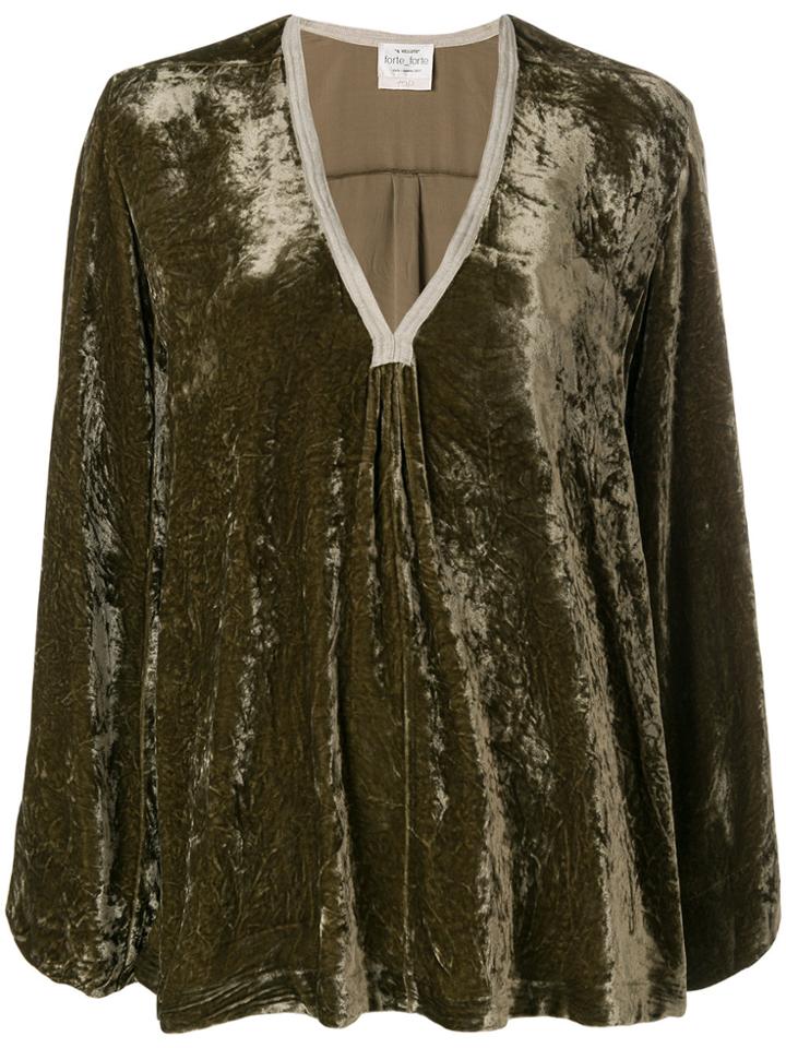 Forte Forte V-neck Velvet Top - Green