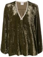 Forte Forte V-neck Velvet Top - Green