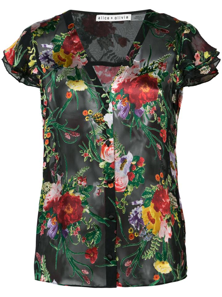 Alice+olivia Floral Print Shirt - Black