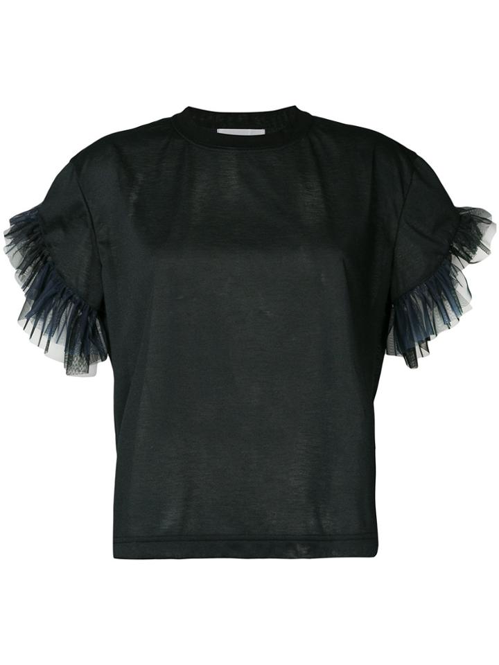 Kolor Tulle Sleeves T-shirt - Black