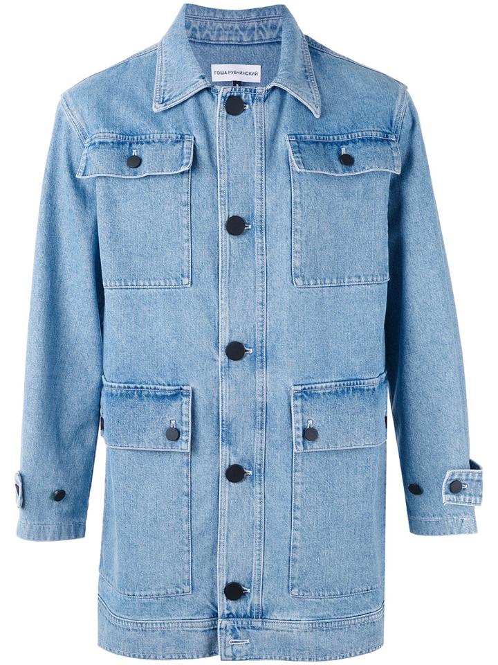 Gosha Rubchinskiy - Yin-yang Print Denim Jacket - Men - Cotton - S, Blue, Cotton
