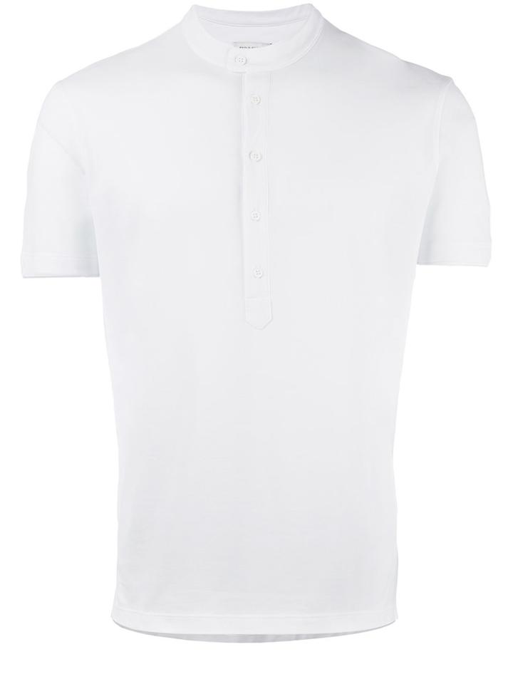 Paolo Pecora Henley T-shirt, Men's, Size: Medium, White, Cotton