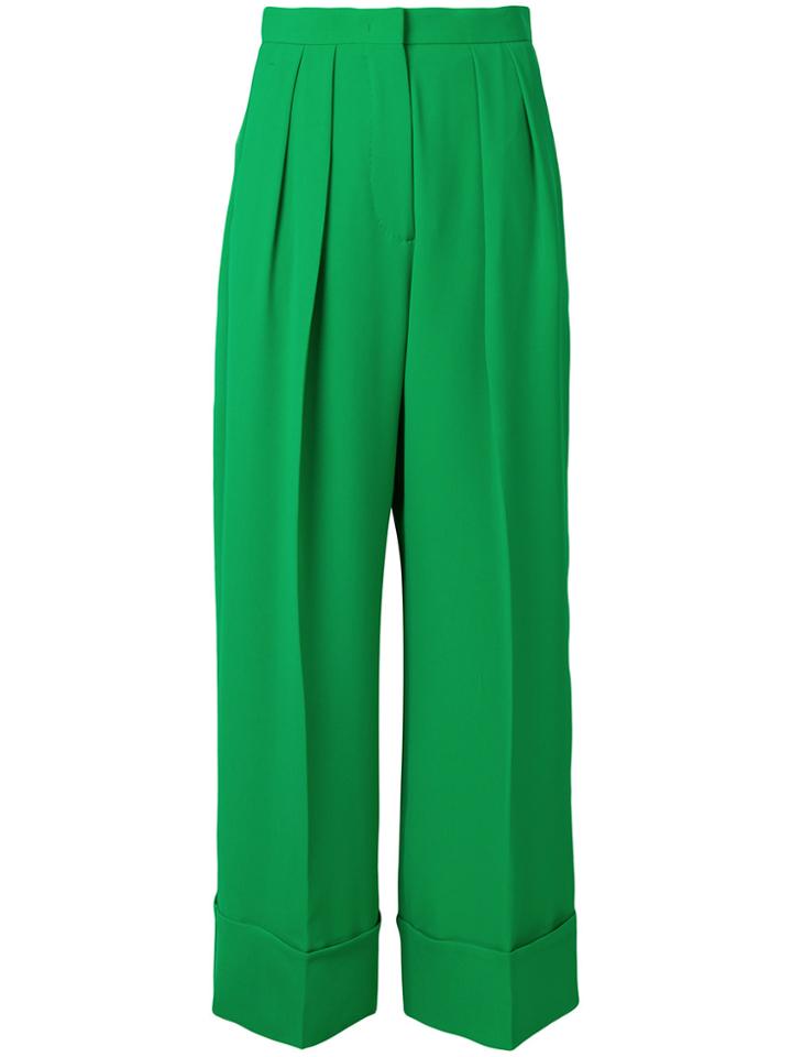 Sara Battaglia Wide Leg Tailored Trousers - Green