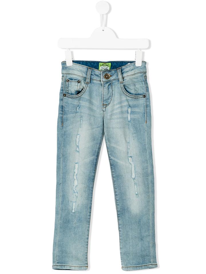 Vingino - Distressed Jeans - Kids - Cotton/spandex/elastane - 12 Yrs, Blue