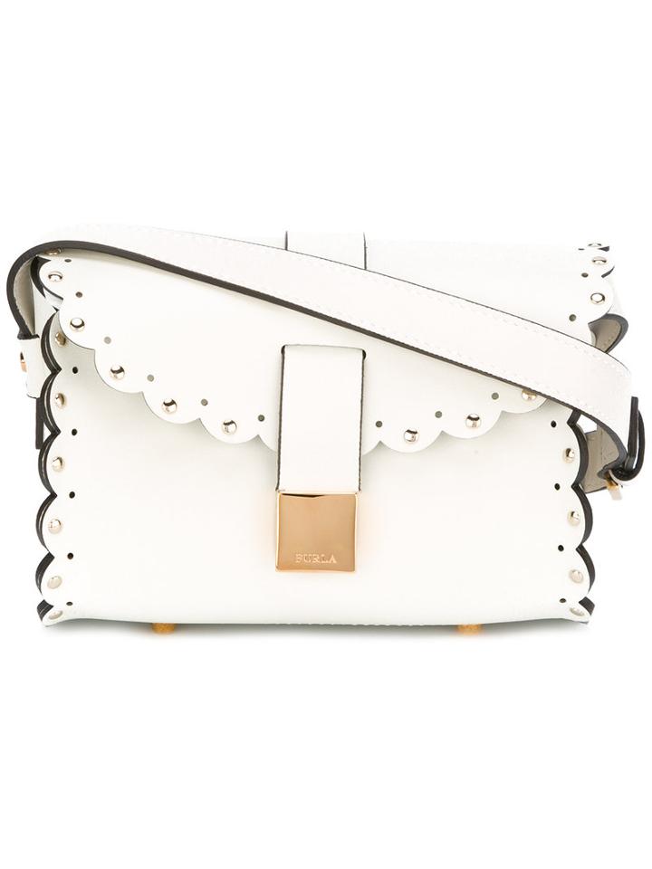 Furla Studded Scallop Edge Bag, Women's, White, Leather