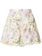 Zimmermann Scalloped Hem Floral Shorts, Women's, Size: 0, White, Cotton