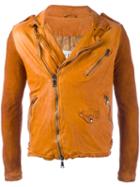 Giorgio Brato Zipped Jacket, Men's, Size: 50, Yellow/orange, Cotton/leather/polyester