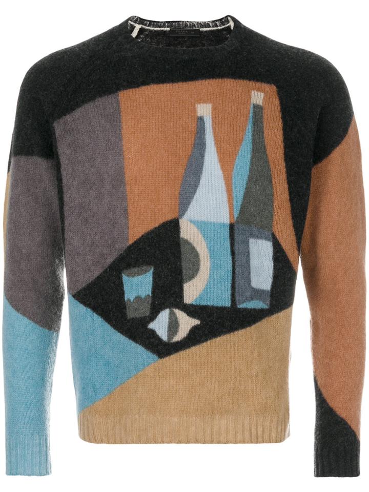 Prada Cubist Motif Jumper - Multicolour