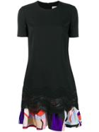 Emilio Pucci Embroidered Dress With Printed Ruffle Hem - Black