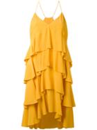 Layered Ruffle Dress - Women - Silk/acetate - 38, Yellow/orange, Silk/acetate, Erika Cavallini