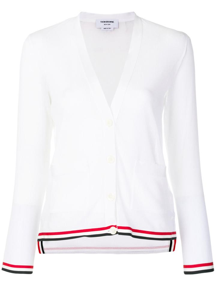 Thom Browne Stripe Detail Cardigan - White