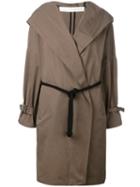 Isabel Benenato - Belted Hooded Coat - Women - Cotton - 42, Green, Cotton