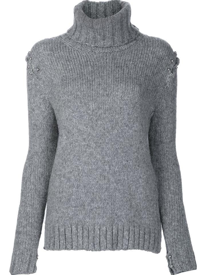 Beau Souci Embellished Roll-neck Jumper, Women's, Size: Xs, Grey, Yak/merino