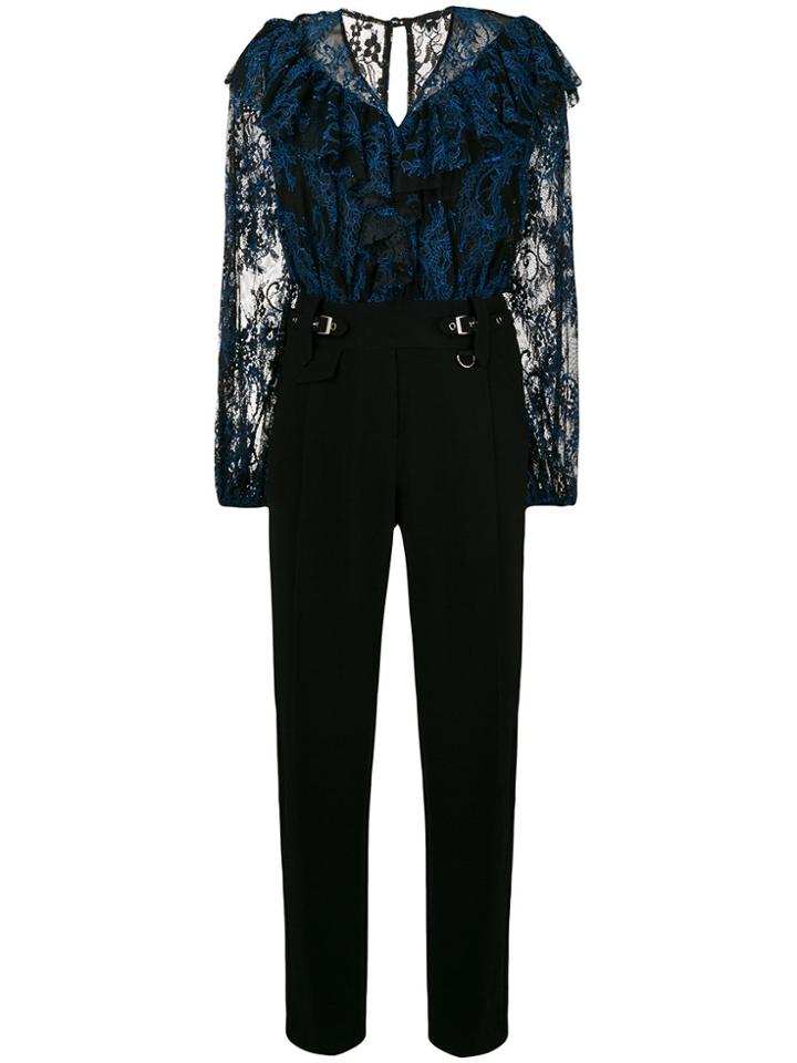 Three Floor Lace Detailed Jumpsuit - Black