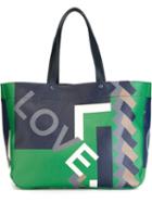Salvatore Ferragamo Love Geometric Print Tote, Men's, Green, Pvc