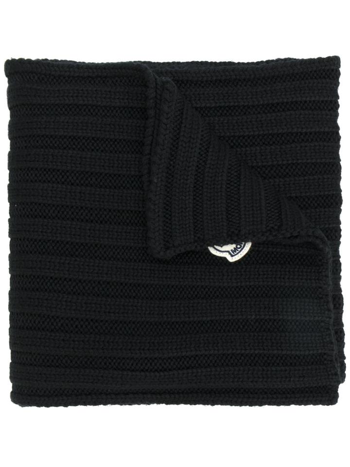 Moncler - Ribbed Scarf - Women - Virgin Wool - One Size, Black, Virgin Wool