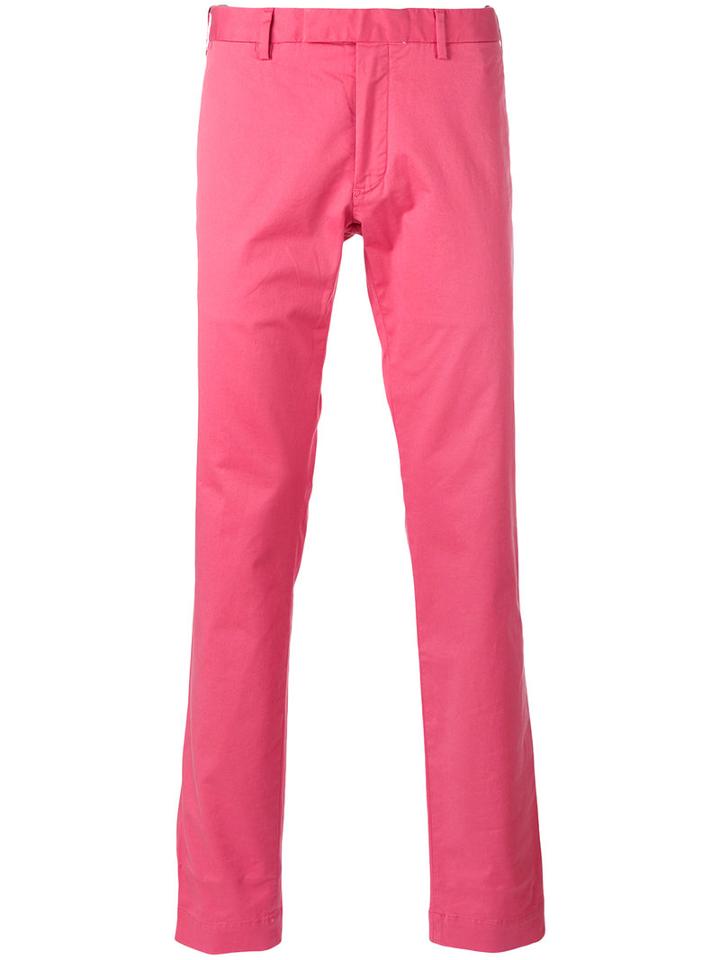 Polo Ralph Lauren Straight Trousers, Men's, Size: 34, Red, Cotton/spandex/elastane