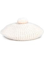 Gucci Pompom Knitted Beret Hat, Women's, Size: Medium, White, Cotton