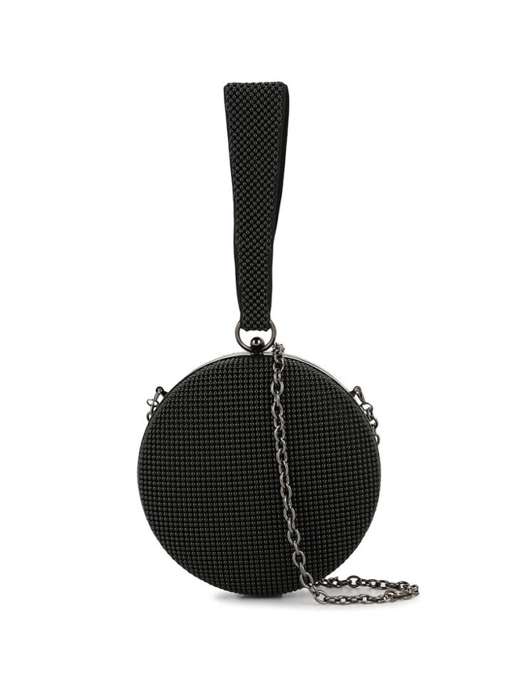 Whiting And Davis Canteen Round Clutch - Black
