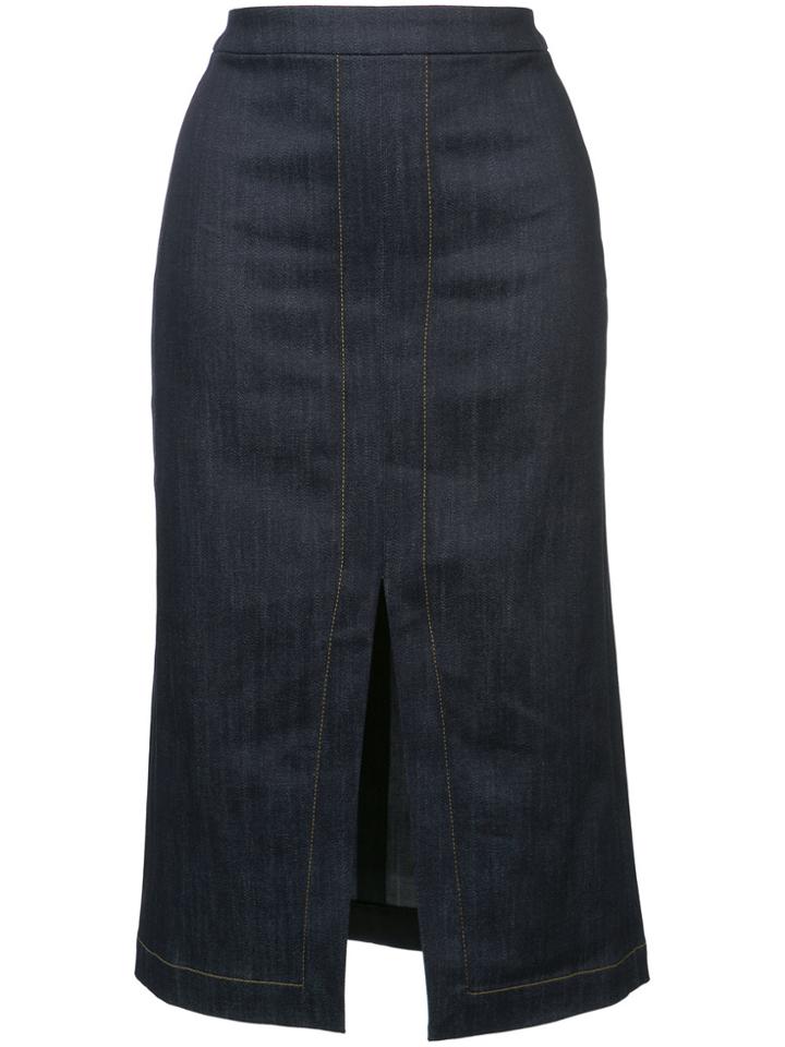 Derek Lam Pencil Skirt With Front Slit - Blue