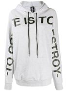 Mia-iam Oversized Slogan Print Hoodie - Grey