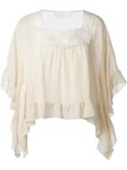 See By Chloé Sheer Frill Trim Blouse, Women's, Size: 38, Nude/neutrals, Silk/viscose