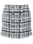 Thom Browne Front-buttoned Reflective Tweed Mini Skirt - Grey