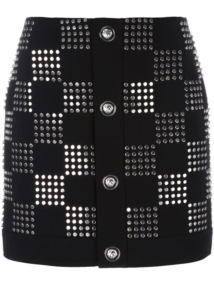 Versus Studded Checked Skirt, Women's, Size: 36, Black, Polyester/polyamide/spandex/elastane/viscose