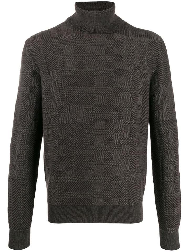 Ermenegildo Zegna Checked Knitted Jumper - Brown